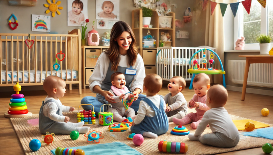 nursery assistant  providing care and support to infants in daycare facilities