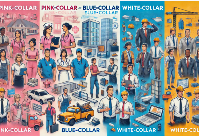 spectrum of collar jobs - pink-collar, blue-collar, and white-collar